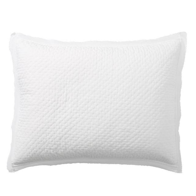 White Cotton Handcrafted Melange Quilted Sham, Standard
