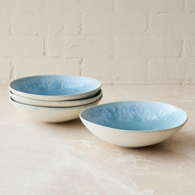 Oyku Stoneware Pasta Bowl, Blue, Set of 4