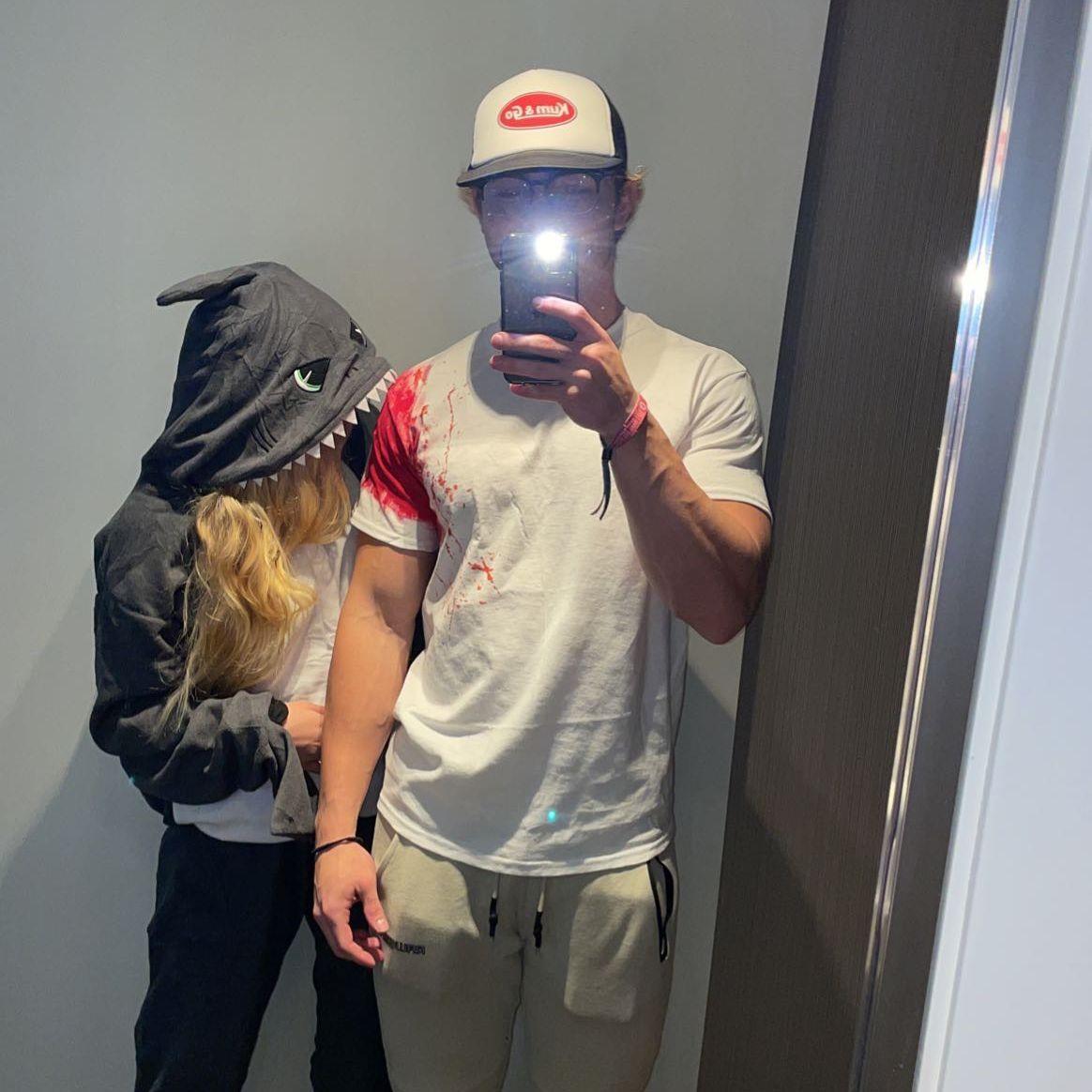 Our first couples costume for Halloween. AJ flew in as a surprise so we threw this together last minute