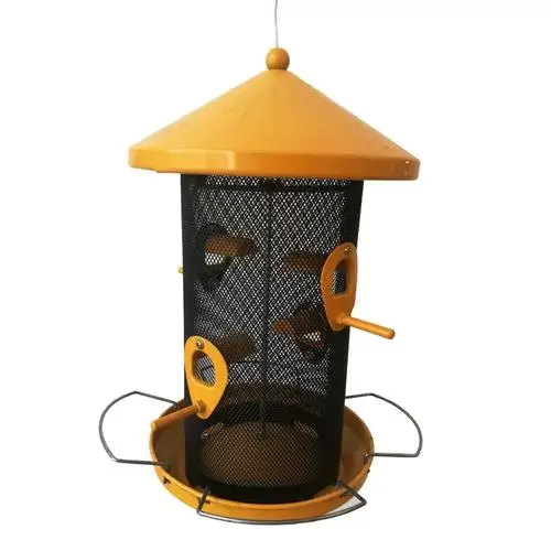 Style Selections Yellow Metal Hopper Bird Feeder