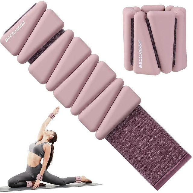 BECOJADDE Ankle Weights Set of 2 (1 lb/2 lb/3 lb Each) Adjustable Wrist Weights for Women Men Wearable Arm Leg Weight for Pilates, Running, Walking, Workout, Yoga