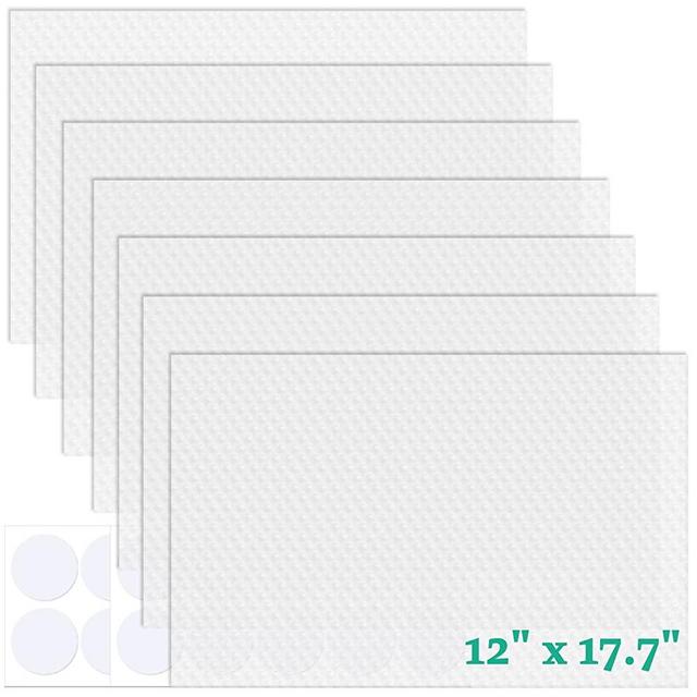 Refrigerator Shelf Liners for Glass Shelves, 7PCS EVA Refrigerator Mats 12 x 17.7 Inch Fridge Liner and Mats Washable Shelf Liner for Drawers Vegetables Table Kitchen Cupboard Pads, Clear Placemats