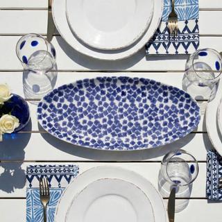 Santorini Flower Narrow Oval Platter