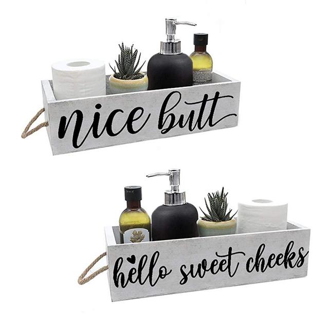 Cocomong Nice Butt Bathroom Decor Box 2 Sides, Toilet Paper Holder, Funny Farmhouse Bathroom Decor