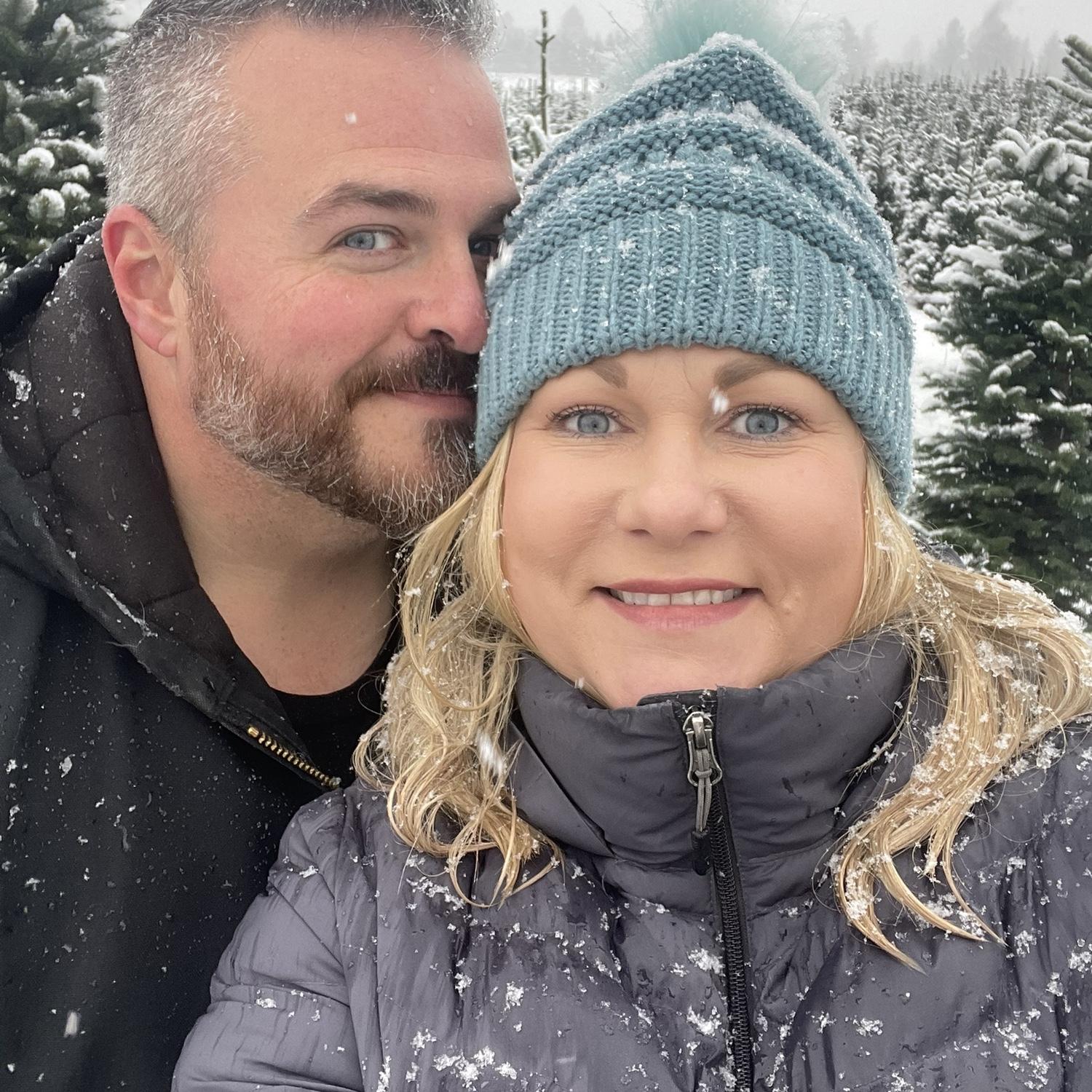 Our first Christmas together, cutting down a tree