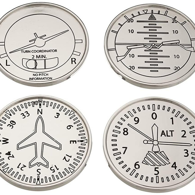 GODINGER SILVER ART Airplane Coasters, Set of 4