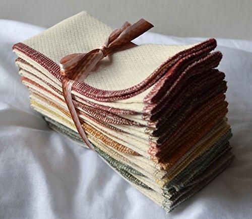 2 Ply 11x12 Inches Natural Unbleached Birdseye Paperless Towel Set of 10 Assorted Earthtone Colors