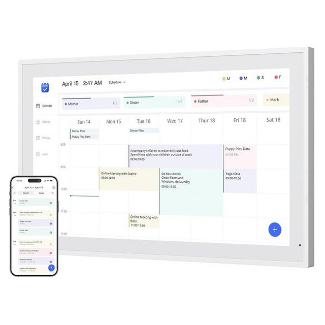 Dragon Touch 21.5" Digital Calendar Chore Chart – 1080P Full HD Interactive Touchscreen, Smart Family Planner, Hearth Display Digital Calendar Wall & Desk Mountable for Seamless Scheduling
