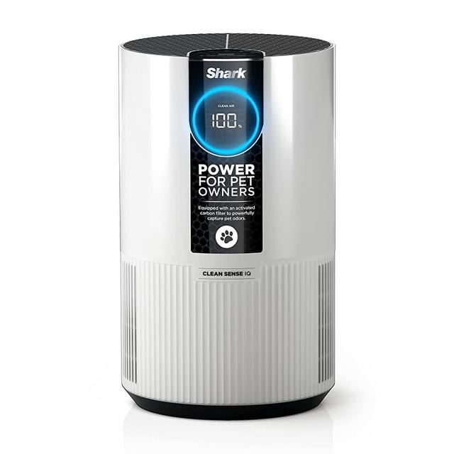 Shark HP102PET Air Purifier Pet with True HEPA, Cleans up to 500 sq. ft Captures 99.98% of pet hair, dander, allergens, up to 0.1–0.2 microns, Clean Sense IQ & NanoSeal, Pet Odor Lock, White