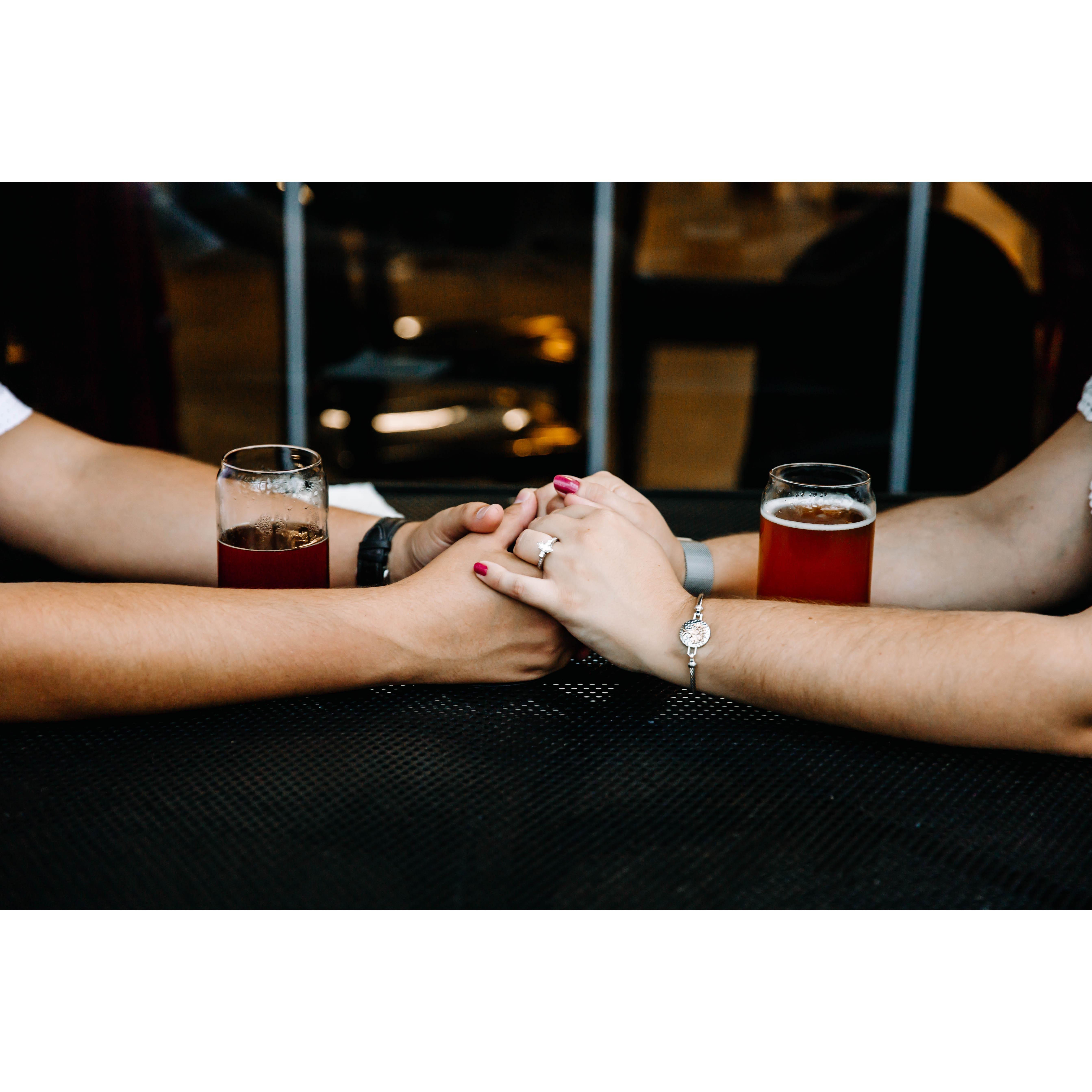 Our first date was at Crooked Can Brewery. Only seemed right to have our engagement shoot there too!