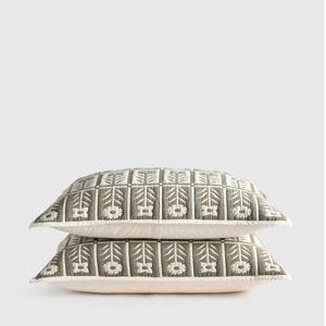 Organic Cotton Jacquard Floral Sham Set in Dried Sage