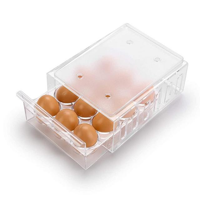 Ettori Egg Holder for Refrigerator Drawer Type Egg Container for Refrigerator BPA Free Fridge Organizer-12 Egg Storage,Stackable