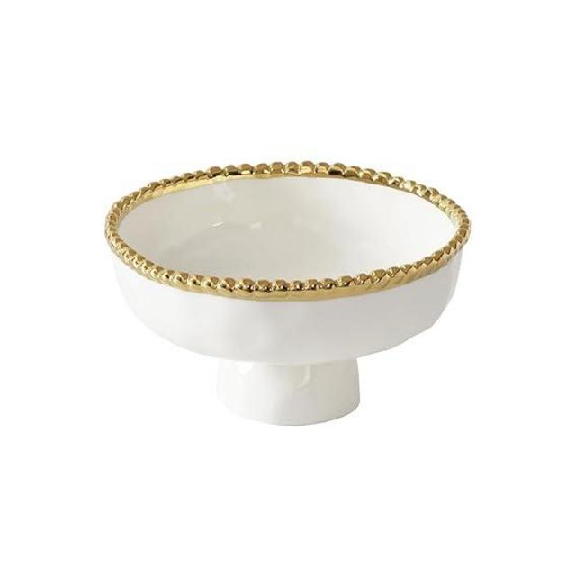 Pampa Bay Small Footed Bowl, Golden Salerno, Kitchen, Gift, 6 x 3.25 Inch, CER2848WG