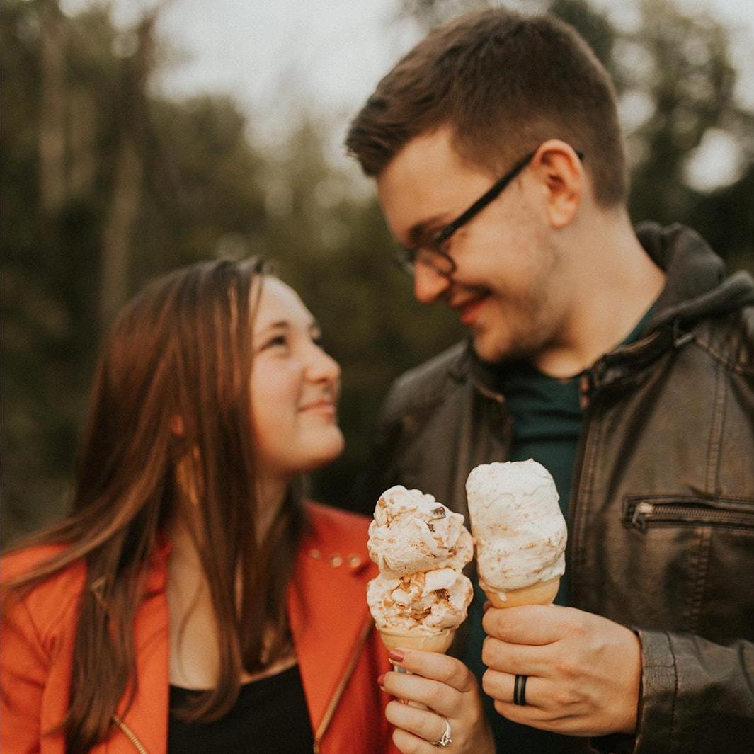The Ice cream was melting faster than we could eat it!