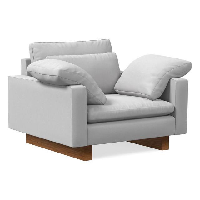 Harmony Chair and a Half, Down Blend, Performance Velvet, Frost Gray, Dark Walnut