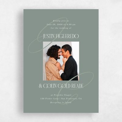 Deep Sage, Green Wedding Invitation - Ferrara Photo