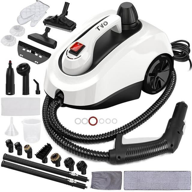 TVD Steam Cleaner, Heavy Duty Canister Steamer with 28 Accessories, Steam Mop with 5M Extra-Long Power Cord for Home Floor Cleaning, Grout, Wallpaper Removal, Upholstery, Car Detailing