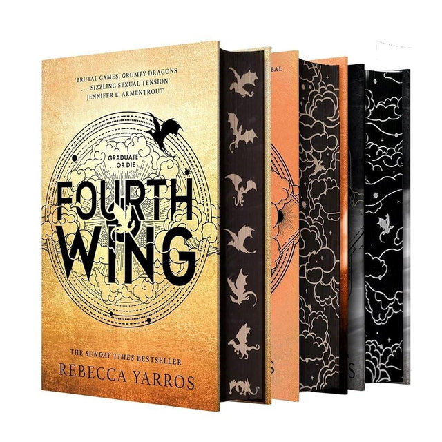 Empyrean Series by Rebecca Yarros – 3-Book Deluxe Hardcover Collection Set (Fourth Wing, Iron Flame & Onyx Storm) with Sprayed Edges