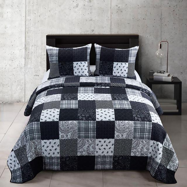 Donna Sharp® London 3-Piece Reversible King Quilt Set in Black