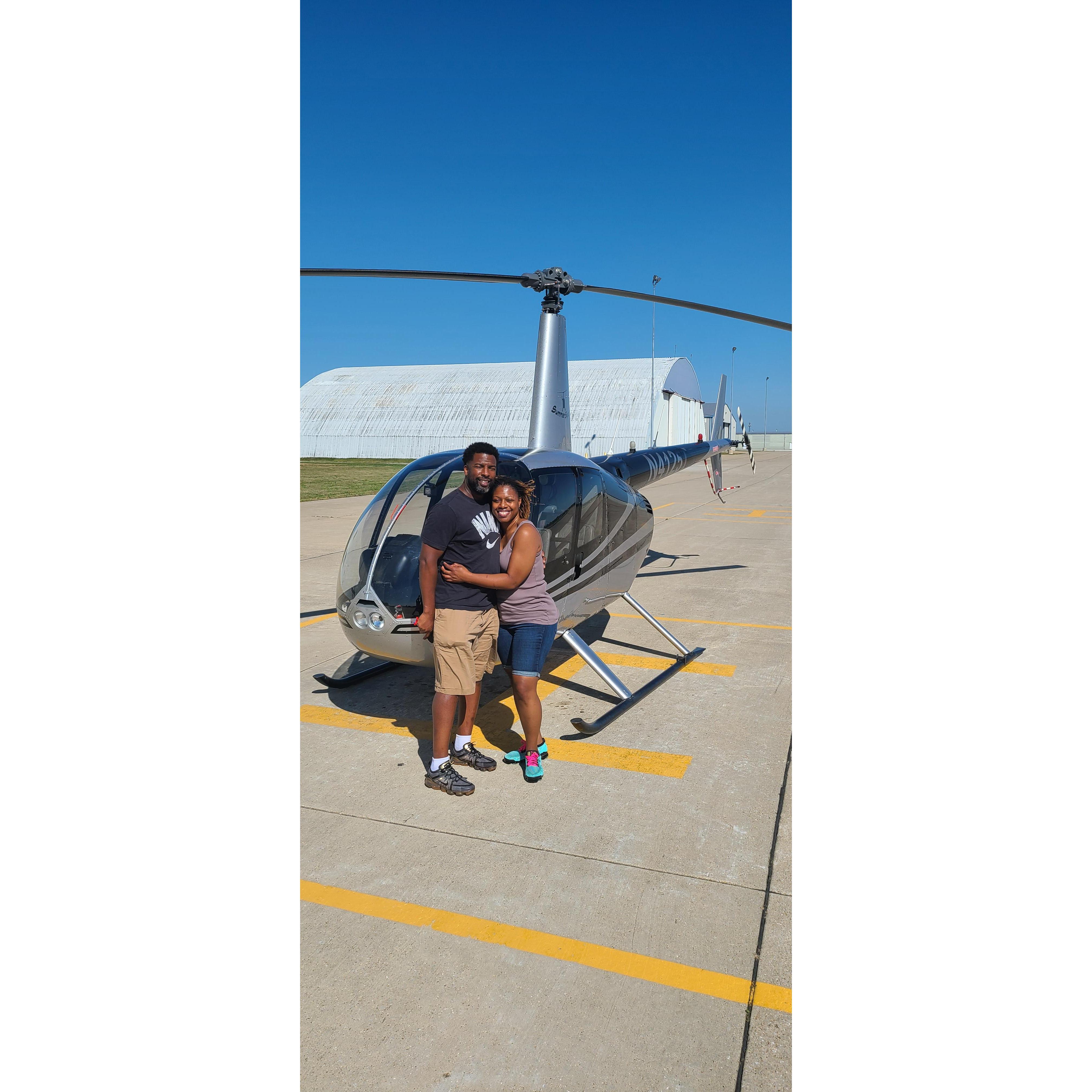 Terrence surprised Nayshon with a helicopter ride over the city of Chicago one Saturday afternoon (Mid-Rona 2020).