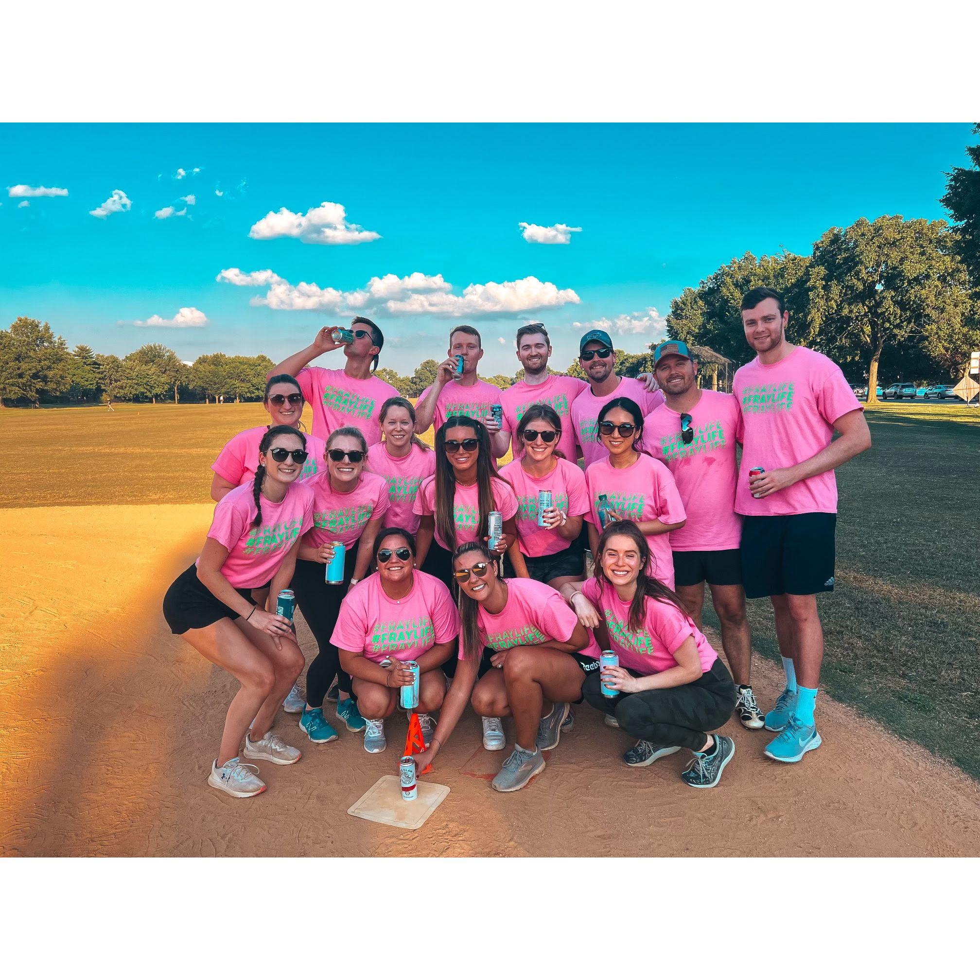 The latest iteration of "Brews on First" (Our Kickball Team) - Summer 2022