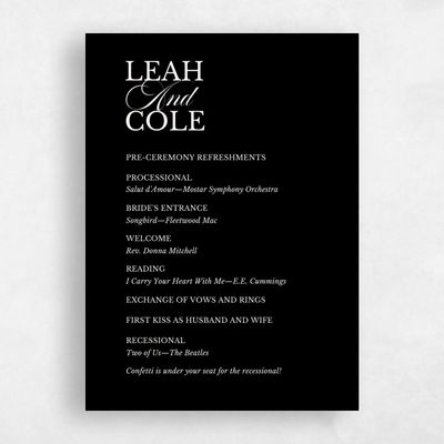 Black Simple Wedding Program - Ellis