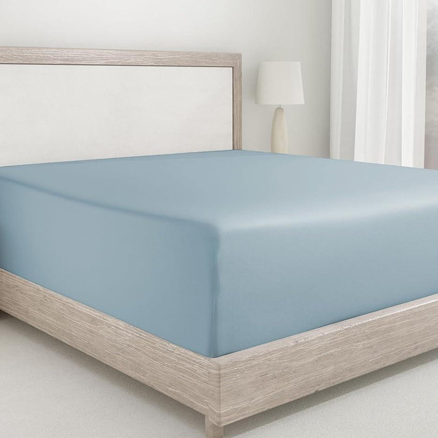 California Design Den Fitted King Size Sheets, Deep Pocket Soft 400 Thread Count 100% Cotton, No Pop-Off Elastic, Deep Pocket, Durable Sateen Weave Bedding Sheet (King, Sky Blue)