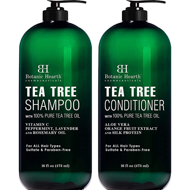 Botanic Hearth Tea Tree Shampoo and Conditioner Set - with 100% Pure Tea Tree Oil, for Itchy and Dry Scalp, Sulfate Free, Paraben Free - for Men and Women - (Packaging May Vary) - 16 fl oz each