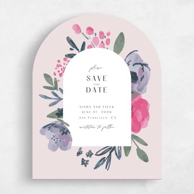 Purple Arch Wedding Save the Date - Colletta Portrait