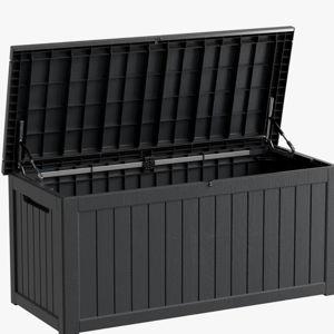 Decksplore 270 Gallons Water Resistant Resin Lockable Deck Box - Black