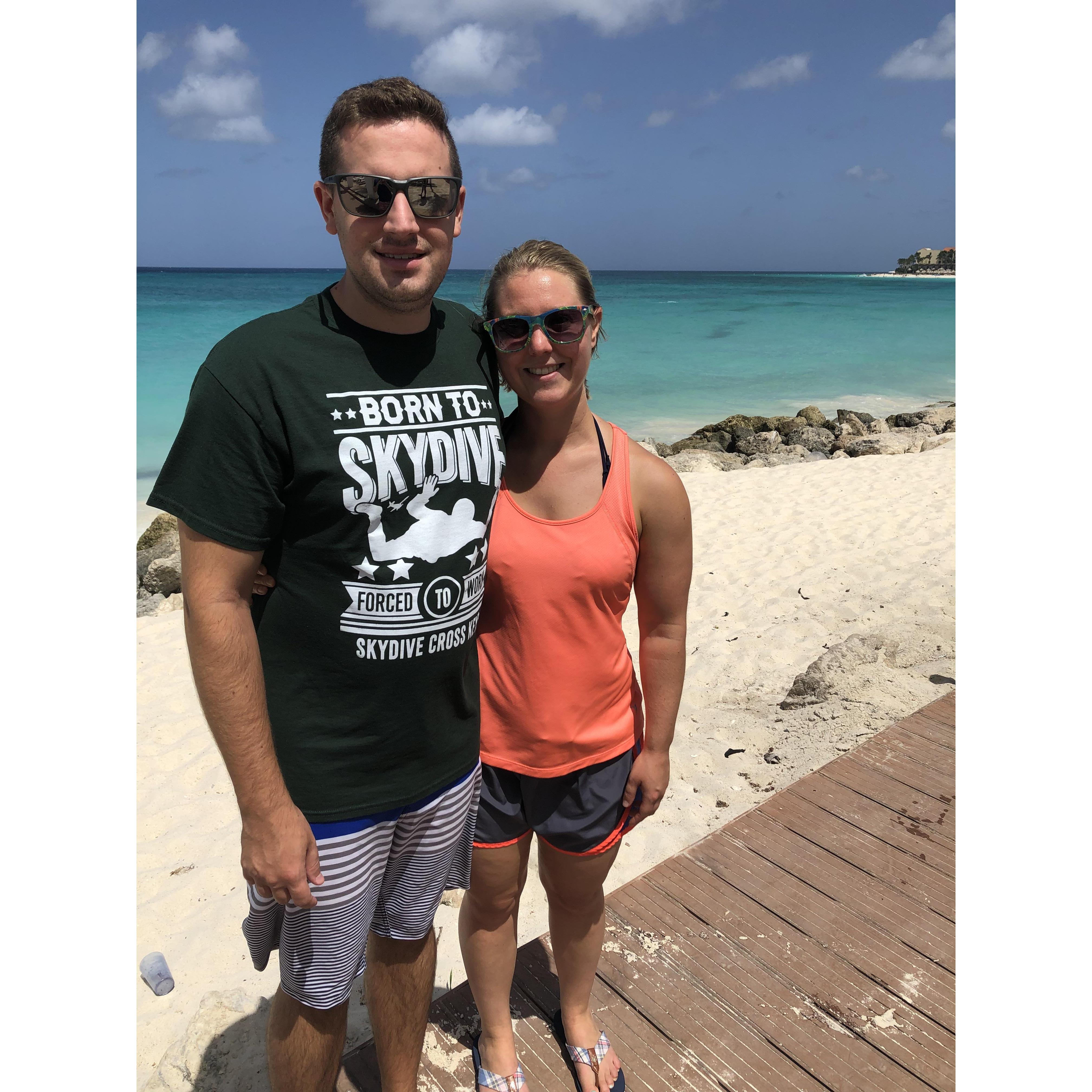 Enjoying the sun in Aruba with Brandon's family!