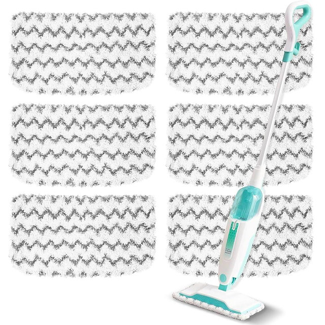 6 Pack Steam Mop Replacement Pads for Shark Steam Mops S1000/S1000A/S1000C/S1000WM/S1001C, Floor Steamer Pads Washable, Reusable Microfiber Cleaner Pads