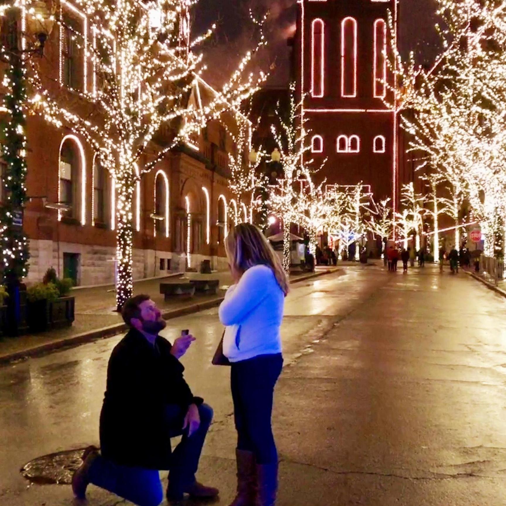 We both share the love of Christmas time, so I would say he found the perfect location for the proposal!