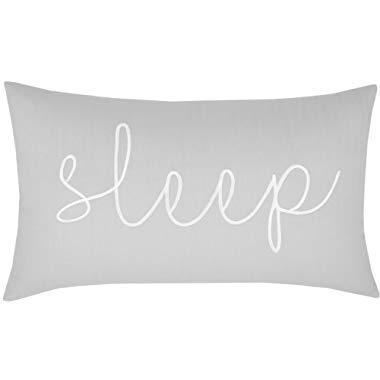 EURASIA DECOR DecorHouzz Sleep Sentiment Embroidered Pillow Cover Cushion Cover Pillow Cases Throw Pillow Decorative Pillow Wedding Birthday 12"x20" (Smoke Grey)