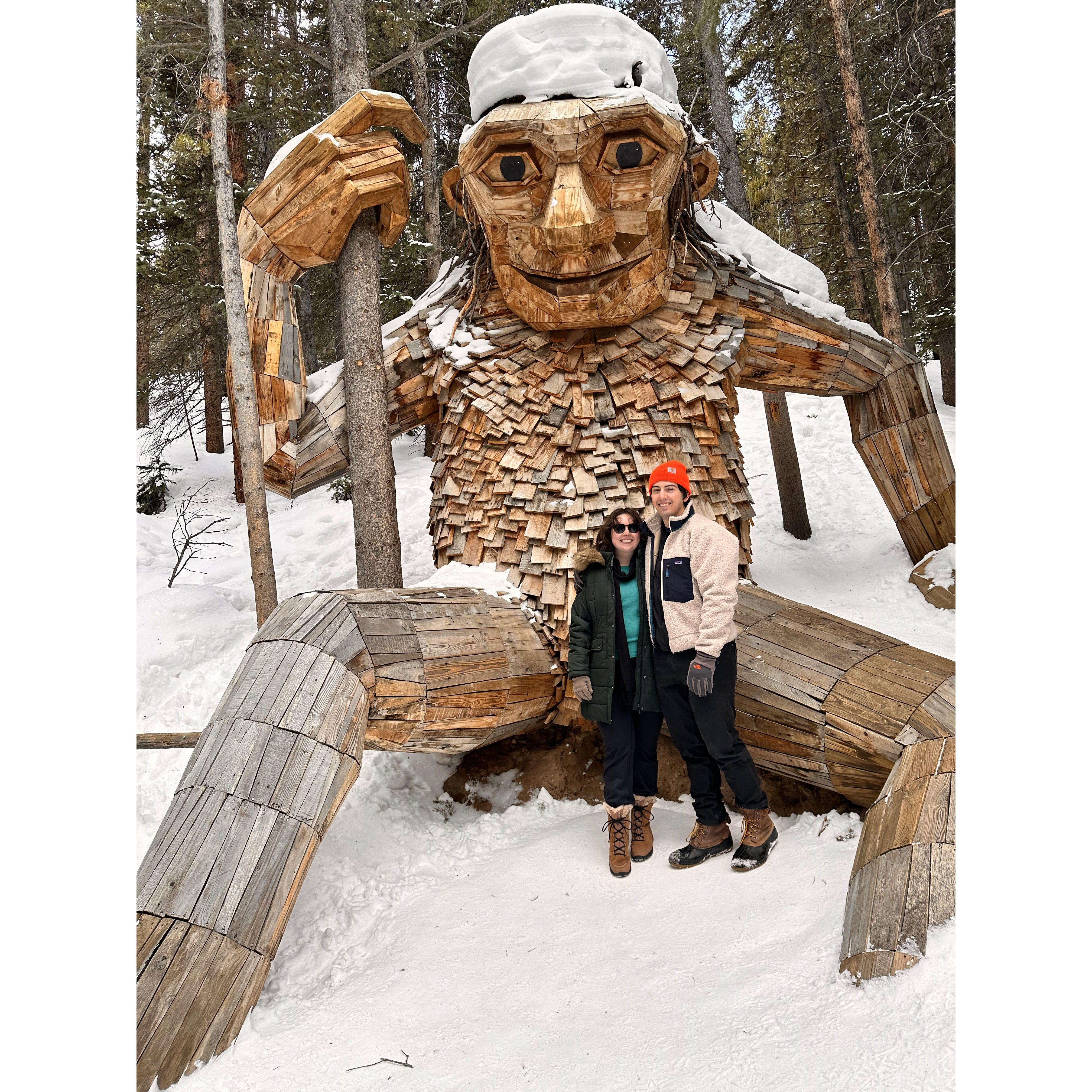 Our first ski trip tofether....we saw Isak Heartstone a 15-foot tall wooden troll sculpture