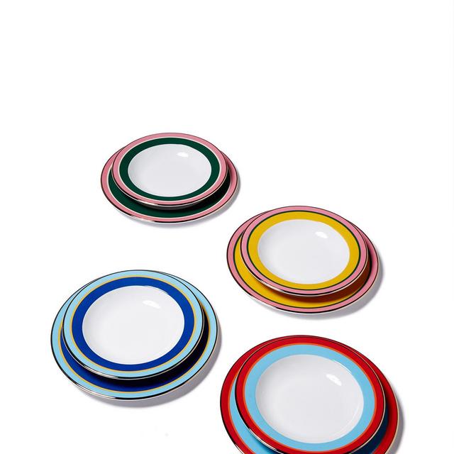 Soup & Dinner Plate Set of 4Rainbow Mix in Porcelain