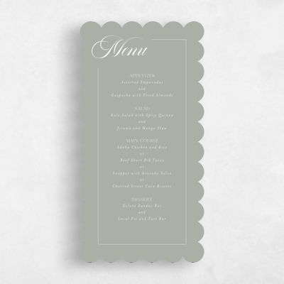 Green Scalloped Wedding Menu - Carulas