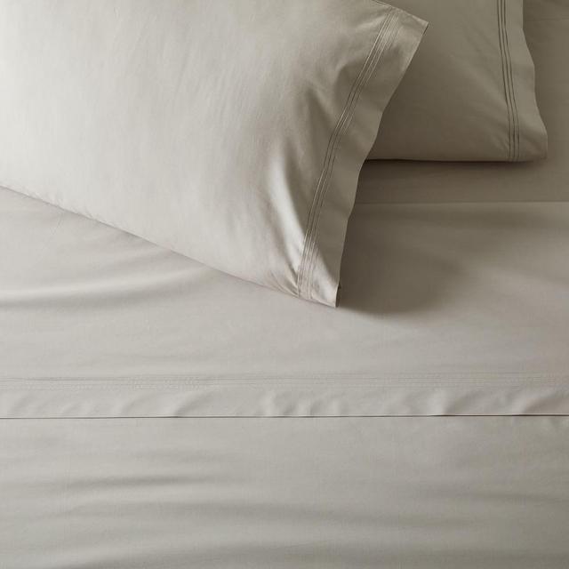 400TC Organic Percale Pleated Edge Sheet Set, King, Pearl Gray