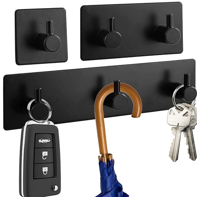 ZEAYEA 3 Pack Key Holder for Wall, Self Adhesive Key Hook, Key Rack for Wall Decorative, Stainless Steel Key Hanger Key Organizer for Entryway, Hallway, Bathroom, Kitchen, Living Room, Matte Black