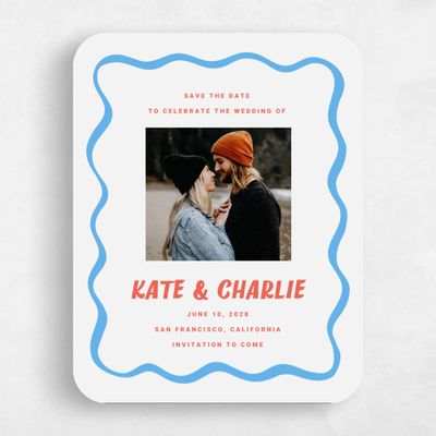 Blue Rounded Wedding Save the Date - Key West Photo