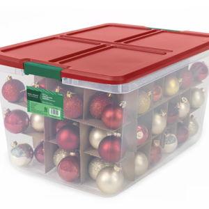 Holiday Living 13.98-in x 13.04-in 54 -Compartment Clear Plastic Ornament Storage Box