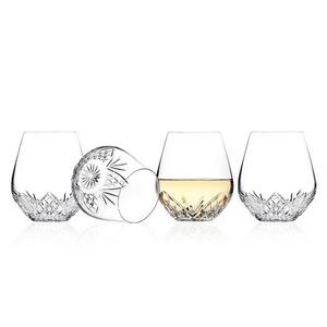 Godinger Dublin Diamond-Cut Crystal Stemless Wine Glasses, Set of 4