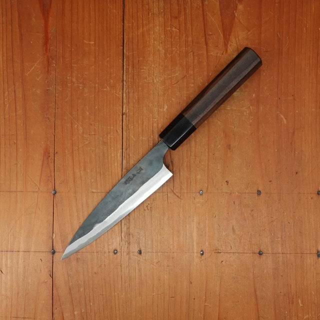 Tosa 135mm Petty Kurouchi Stainless Clad Aogami 1 Octagonal Red Sandalwood Pakka