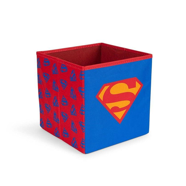 Superman DC Comics Logo 11-Inch Storage Bin Cube Organizers, Set of 2 | Fabric Basket Container, Cubby Cube Closet Organizer | Comic Book Superhero Toys, Gifts And Collectibles