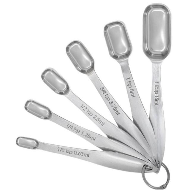Zulay Kitchen Stainless Steel Measuring Spoons Set - Rectangular Metal Measuring Spoons with Slim Design for Narrow Spice Jars