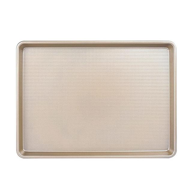 Kitcom Nonstick Large Baking Cookie Sheet, Heavy Duty Carbon Steel Baking Pan for Oven, 17.7 Inch x 12.8 Inch, Champagne Gold