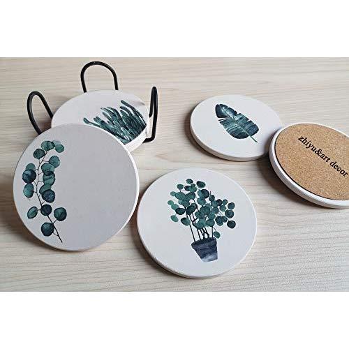 Coasters for Drinks, Absorbent Ceramic Stone Coasters,Cool Bar Cup Coasters,4 Inches Drink Coasters for Housewarming Gifts Home Decor Bar,Set of 6