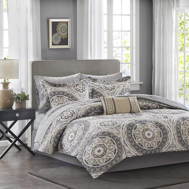 Madison Park MPE10-153 Essentials Serenity Complete Bed and Sheet Set King Taupe