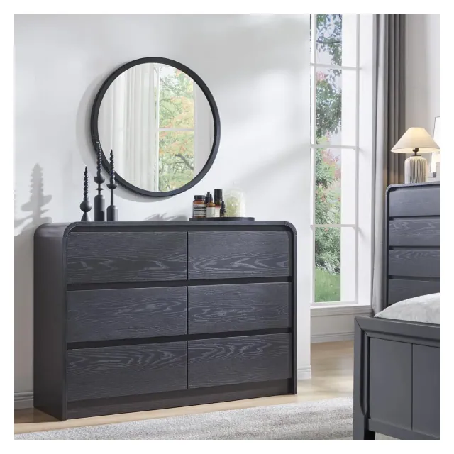 SinCiDo 6 Drawers Dresser for Bedroom, Modern 47in Wide Dressers & Chests of Drawers, Black