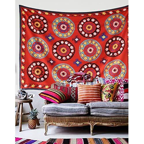 Uzbek Suzani Morocco Wall Tapestry Red Wall Hanging Floral Wall decor Home Decor,60"x 80",Twin Size
